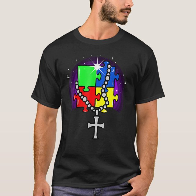 Autism Awareness Catholic Christian Autism Puzzle T Shirt (Framsida)