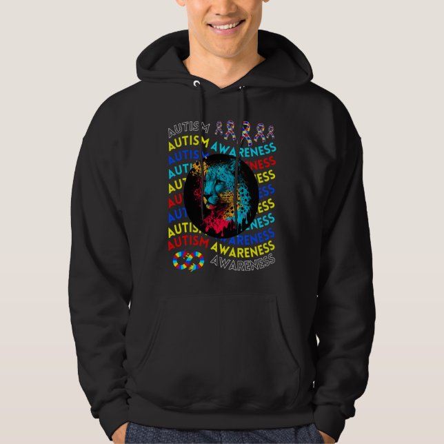 Autism Awareness Cheetah For Teacher Autism Moms D Hoodie (Framsida)