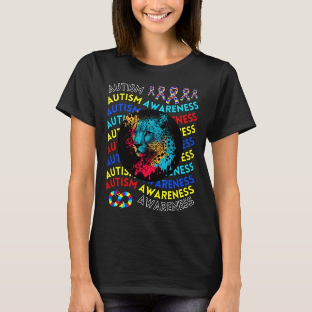 Autism Awareness Cheetah For Teacher Autism Moms D T Shirt (Framsida)