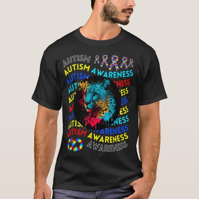 Autism Awareness Cheetah For Teacher Autism Moms D T Shirt (Framsida)