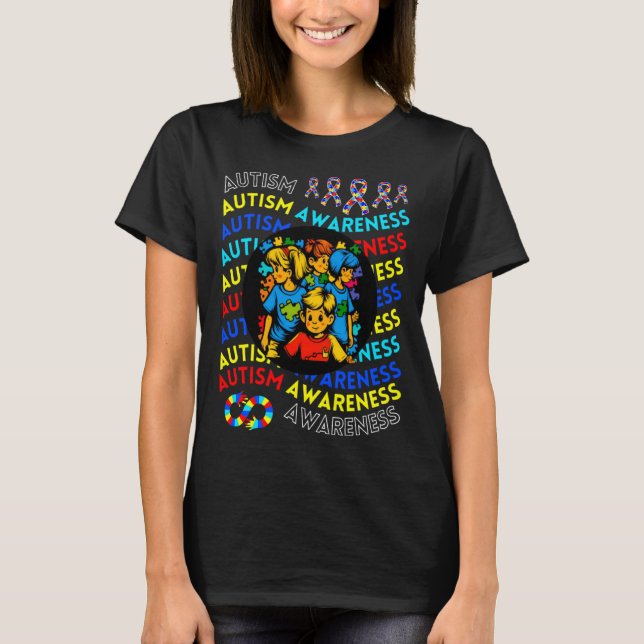 Autism Awareness Children For Teacher Autism Moms  T Shirt (Framsida)