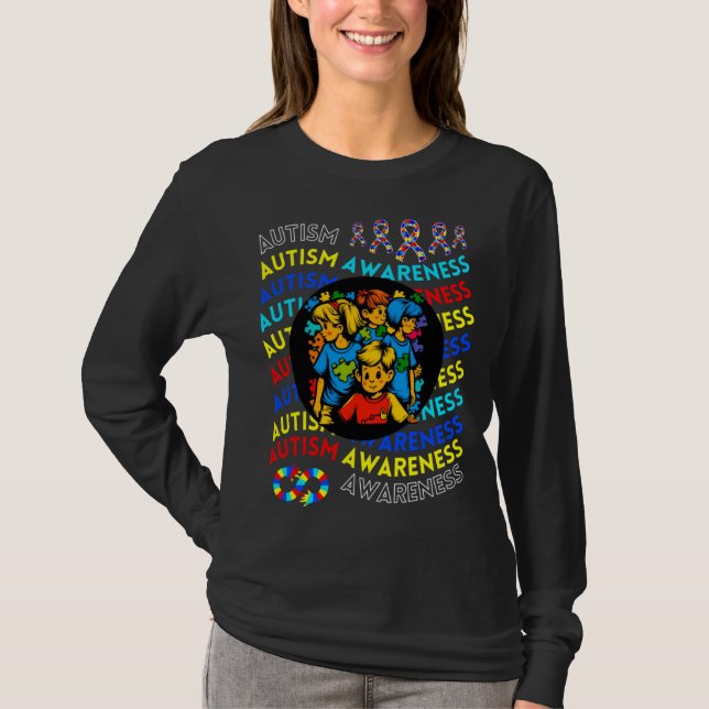 Autism Awareness Children For Teacher Autism Moms  T Shirt (Framsida)