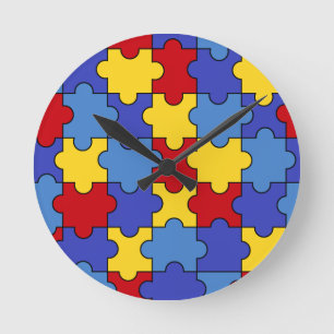 Autism Awareness Clock 8 Rund Klocka