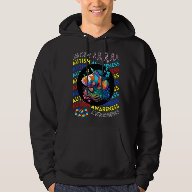 Autism Awareness Clown Fish For Teacher Autism Mom Hoodie (Framsida)