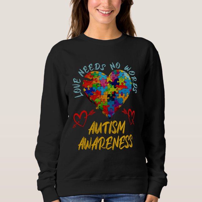 Autism awareness colorful puzzle heart Autistic T Shirt (Framsida)