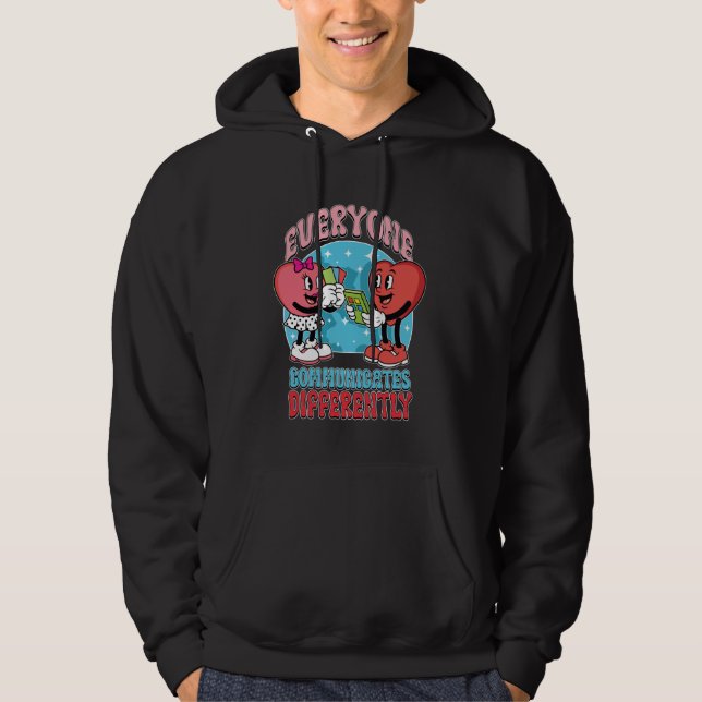 Autism Awareness Communicates Differently Teacher  Hoodie (Framsida)