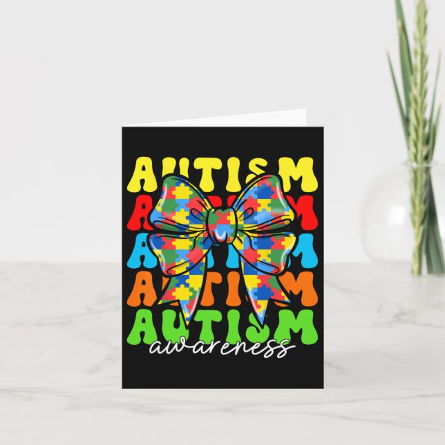 Autism Awareness Coquette Bow Manar Women Kids Boy Kort (Framsida)