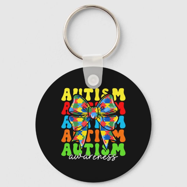Autism Awareness Coquette Bow Manar Women Kids Boy Nyckelring (Framsida)