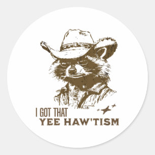 Autism Awareness Cowboy Raccoon I Har att Yee Haw Runt Klistermärke