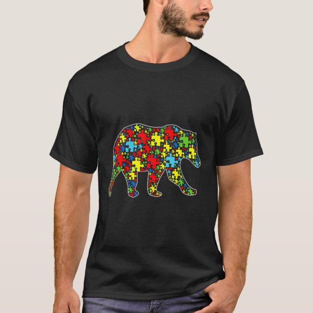 Autism Awareness Cute Bear Puzzle Biet Animals Su T Shirt (Framsida)