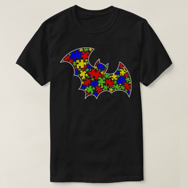 Autism Awareness Cute Fladdermus Puzzle Biet Älska T Shirt (Design framsida)