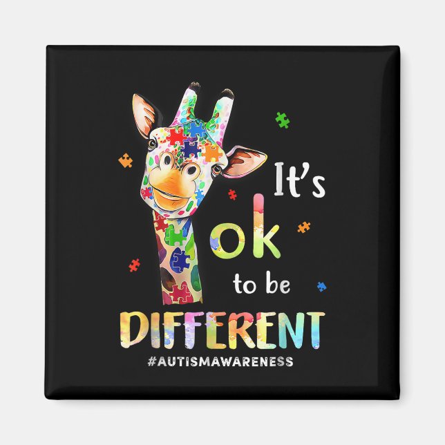 Autism Awareness Cute Giraffe Animal: det är okej  Magnet (Framsidan)