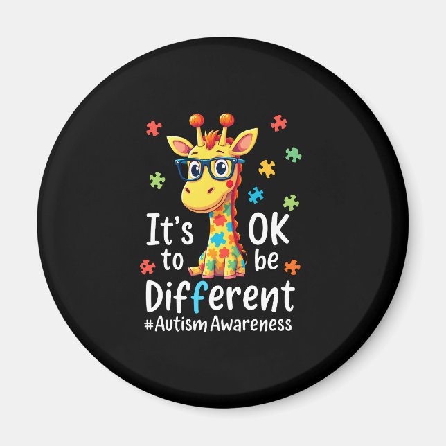 Autism Awareness Cute Giraffe Animal: det är okej  Magnet (Framsidan)