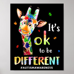 Autism Awareness Cute Giraffe Animal: det är okej  Poster