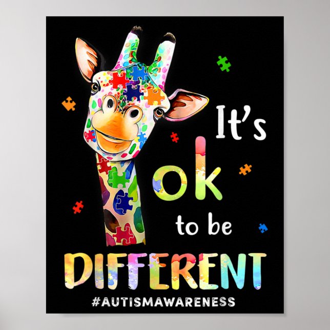 Autism Awareness Cute Giraffe Animal: det är okej  Poster (Framsidan)