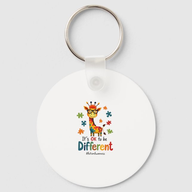 Autism Awareness Cute Giraffe Animal Its Ok To Be  Nyckelring (Framsida)