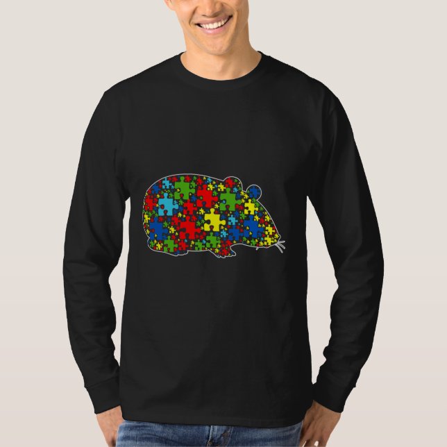 Autism Awareness Cute Hamster Puzzle Biet Animals T Shirt (Framsida)
