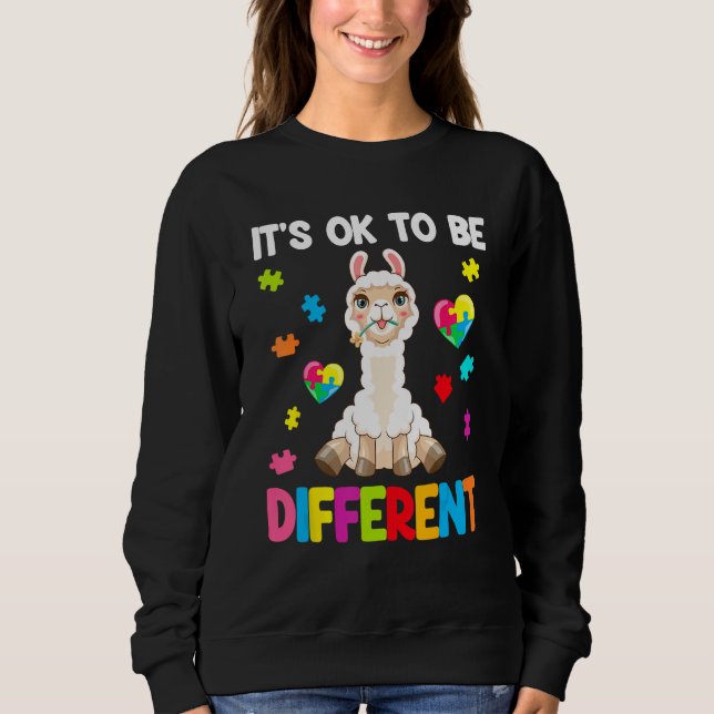 Autism Awareness Cute Llama  It s Ok To Be Differe T Shirt (Framsida)