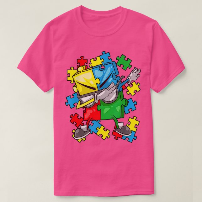 Autism Awareness Dabbing Puzzle Biet Sunglass B T Shirt (Design framsida)