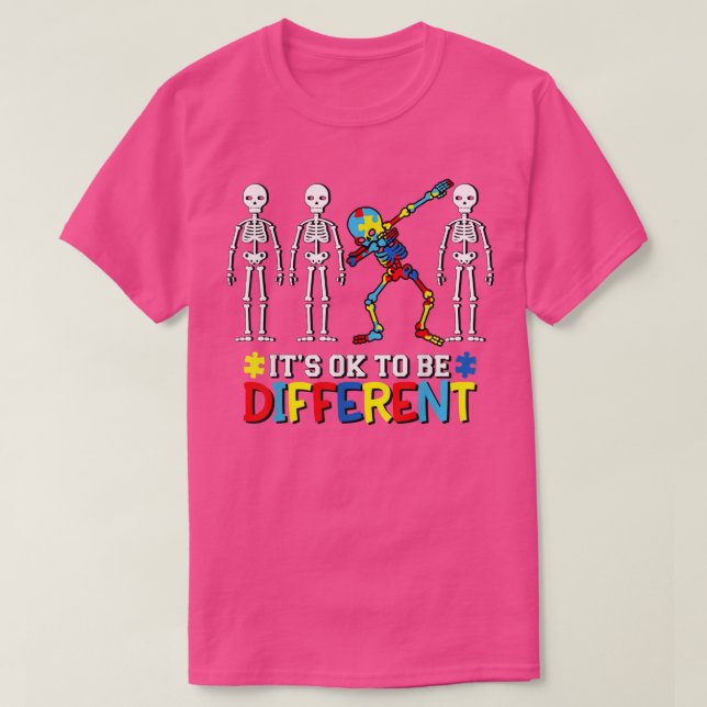 Autism Awareness Dabbing Skeleton Det är okej att  T Shirt (Design framsida)