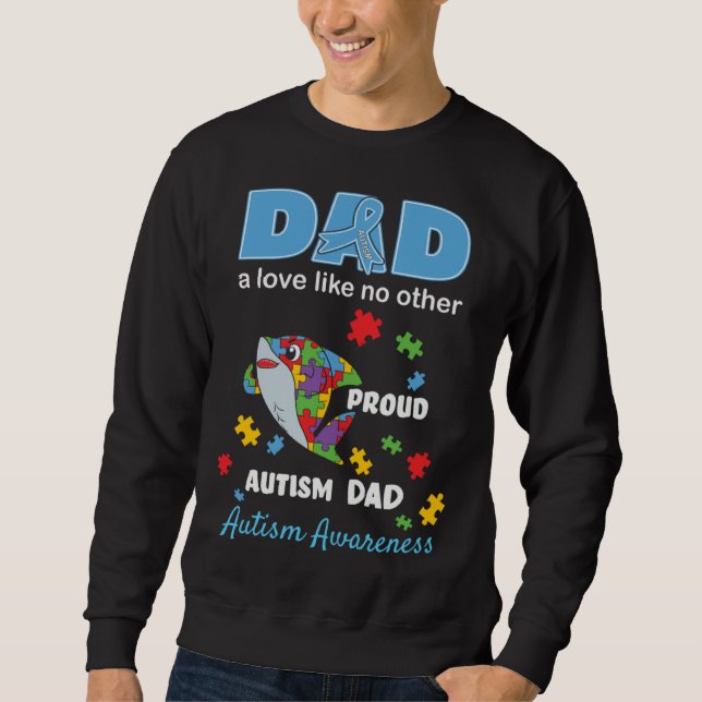 Autism Awareness Dad Father Love Proud Autism Son  Lång Ärmad Tröja (Framsida)