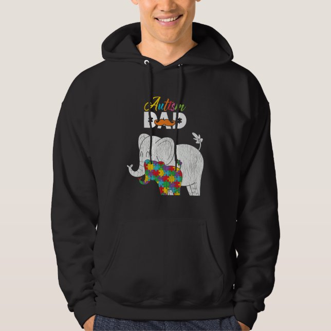 Autism Awareness Dad Proud Autistic Son Daughter E Hoodie (Framsida)