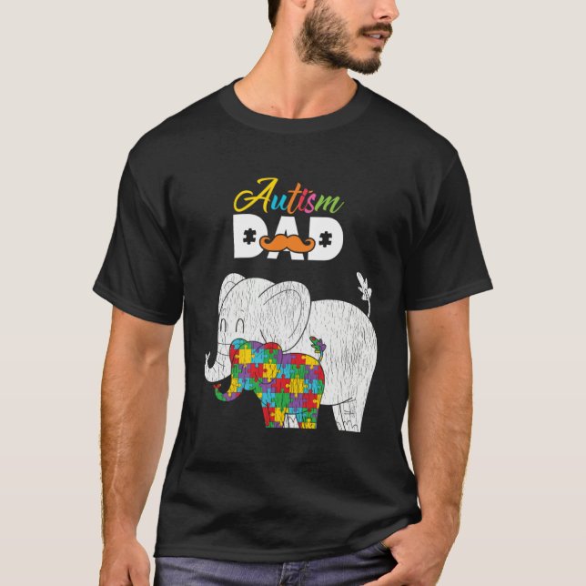 Autism Awareness Dad Proud Autistic Son Daughter E T Shirt (Framsida)