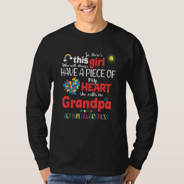 Autism Awareness Day Autistic Girl Autism Grandpa T Shirt (Framsida)