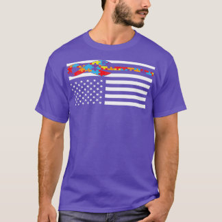 Autism Awareness Day Gift Flagga Puzzle Biet Färg T Shirt