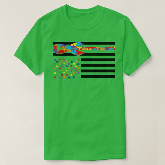 Autism Awareness Day Gift Flagga Puzzle Biet T Shirt (Design framsida)