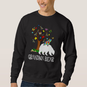 Autism Awareness Day Grandma Bear Support Autistic Lång Ärmad Tröja