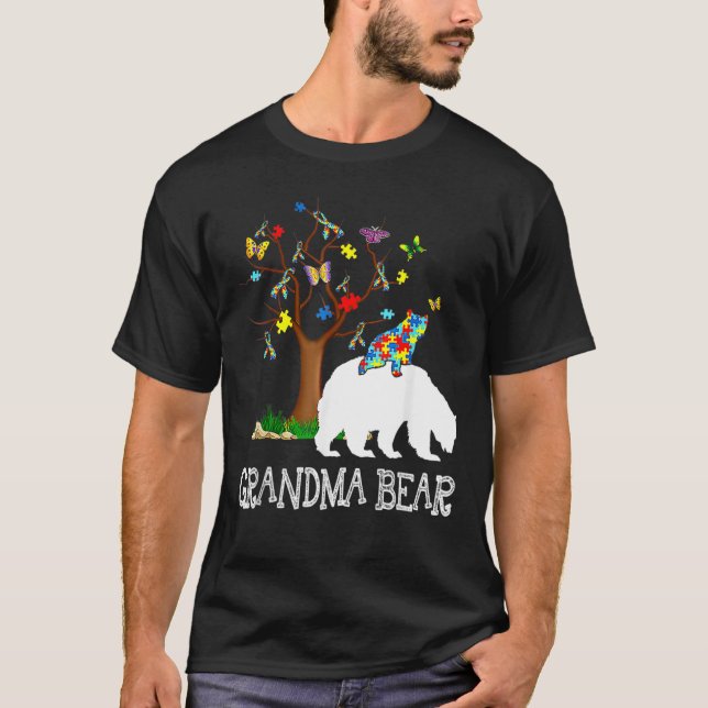 Autism Awareness Day Grandma Bear Support Autistic T Shirt (Framsida)