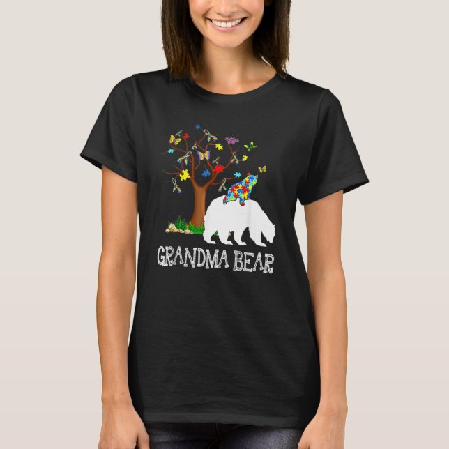 Autism Awareness Day Grandma Bear Support Autistic T Shirt (Framsida)