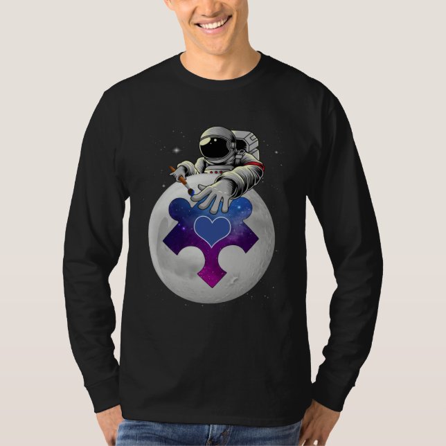 Autism Awareness Day Outer Space Astronaut Puzzle  T Shirt (Framsida)