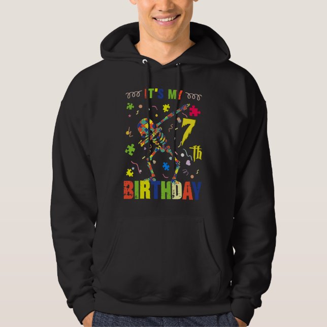 Autism Awareness Det är min 7:e-födelsedag Hoodie (Framsida)