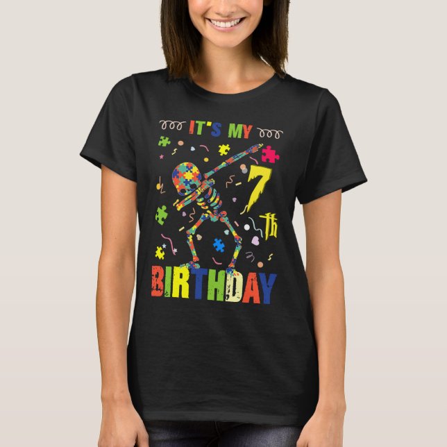 Autism Awareness Det är min 7:e-födelsedag T Shirt (Framsida)