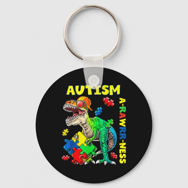 Autism Awareness Dino Autistic Småbarn Boys Cute D Nyckelring (Framsida)
