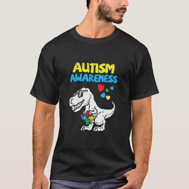Autism Awareness Dino Autistic Småbarn Boys Cute D T Shirt (Framsida)