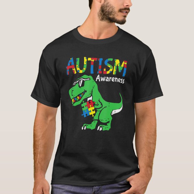 Autism Awareness Dino Autistic Småbarn Boys Cute D T Shirt (Framsida)