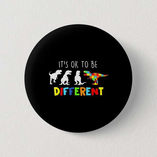Autism Awareness Dinosaur Kid Boys's ok't dess OK  Knapp (Framsida)