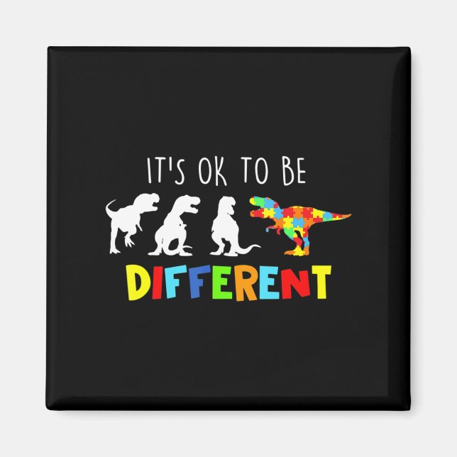 Autism Awareness Dinosaur Kid Boys's ok't dess OK  Magnet (Framsidan)