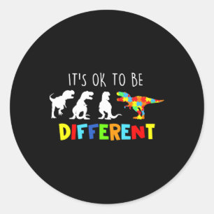 Autism Awareness Dinosaur Kid Boys's ok't dess OK  Runt Klistermärke