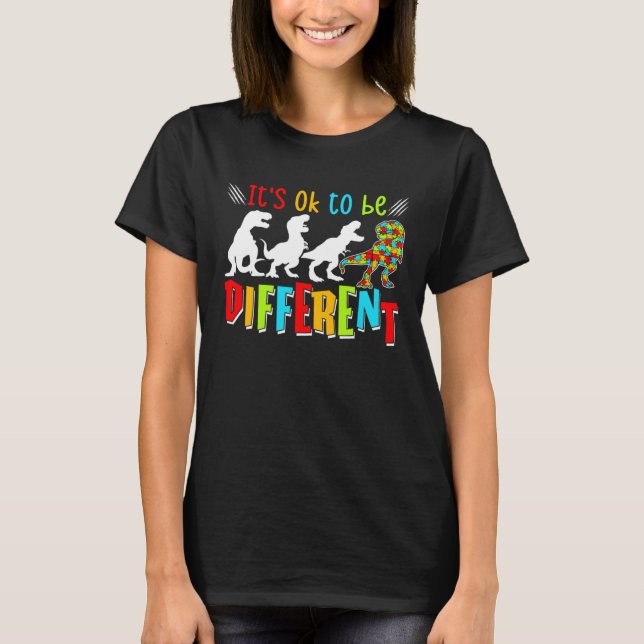 Autism Awareness Dinosaurs Kid Boys Autism Differe T Shirt (Framsida)