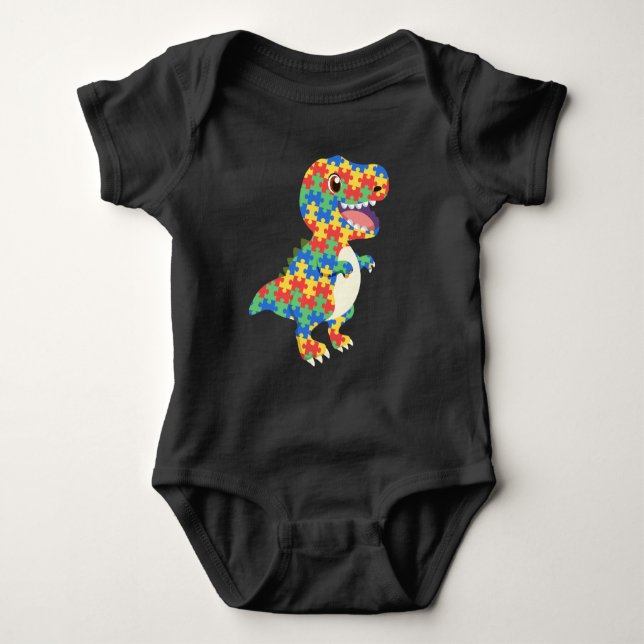 Autism Awareness Dinosaurs T Shirt (Framsida)
