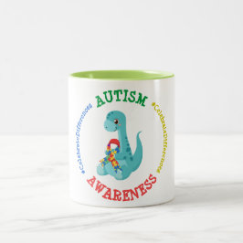 Autism Awareness Dinosaurs Två-Tonad Mugg