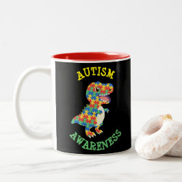 Autism Awareness Dinosaurs Två-Tonad Mugg