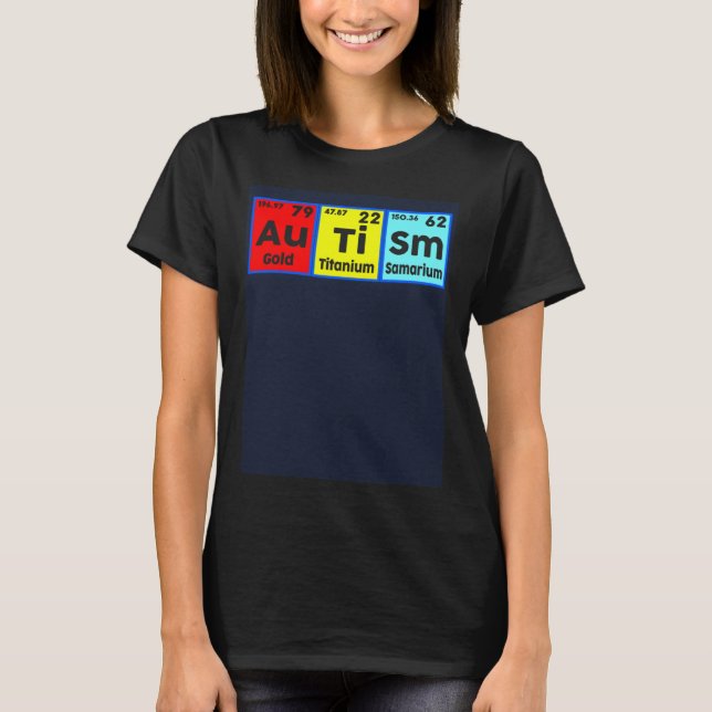 Autism Awareness Elements Periodic Table Women Men T Shirt (Framsida)