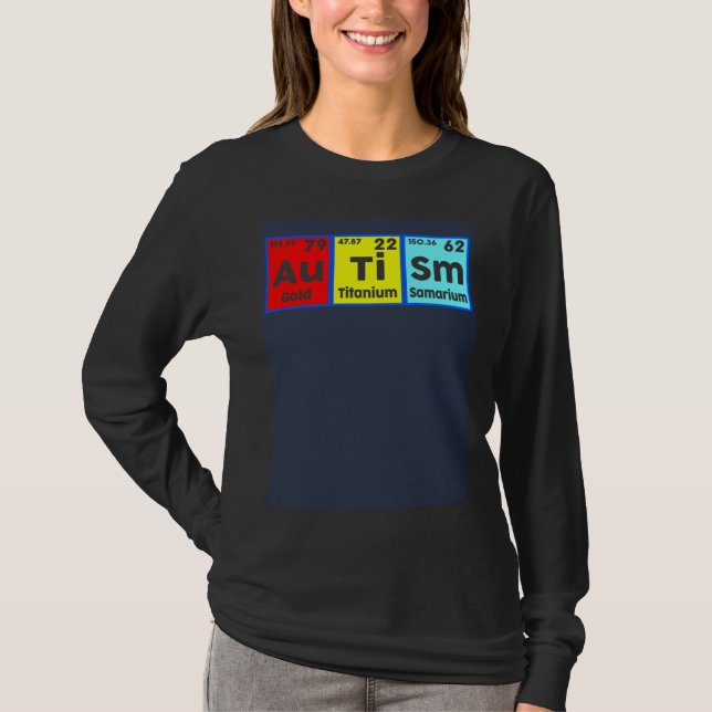 Autism Awareness Elements Periodic Table Women Men T Shirt (Framsida)