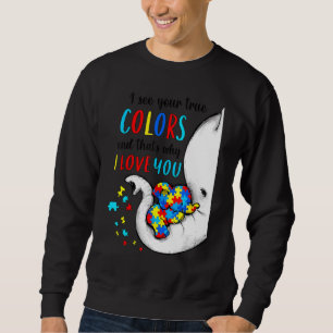 Autism Awareness Elephan Jag ser din sanna Färg Pu Lång Ärmad Tröja