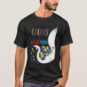 Autism Awareness Elephan Jag ser din sanna Färg Pu T Shirt